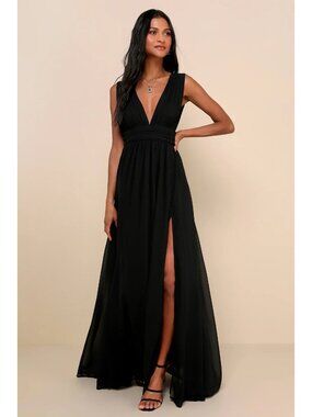 Lulu's Women's Heavenly Hues Maxi Dress Black Size M NWOT